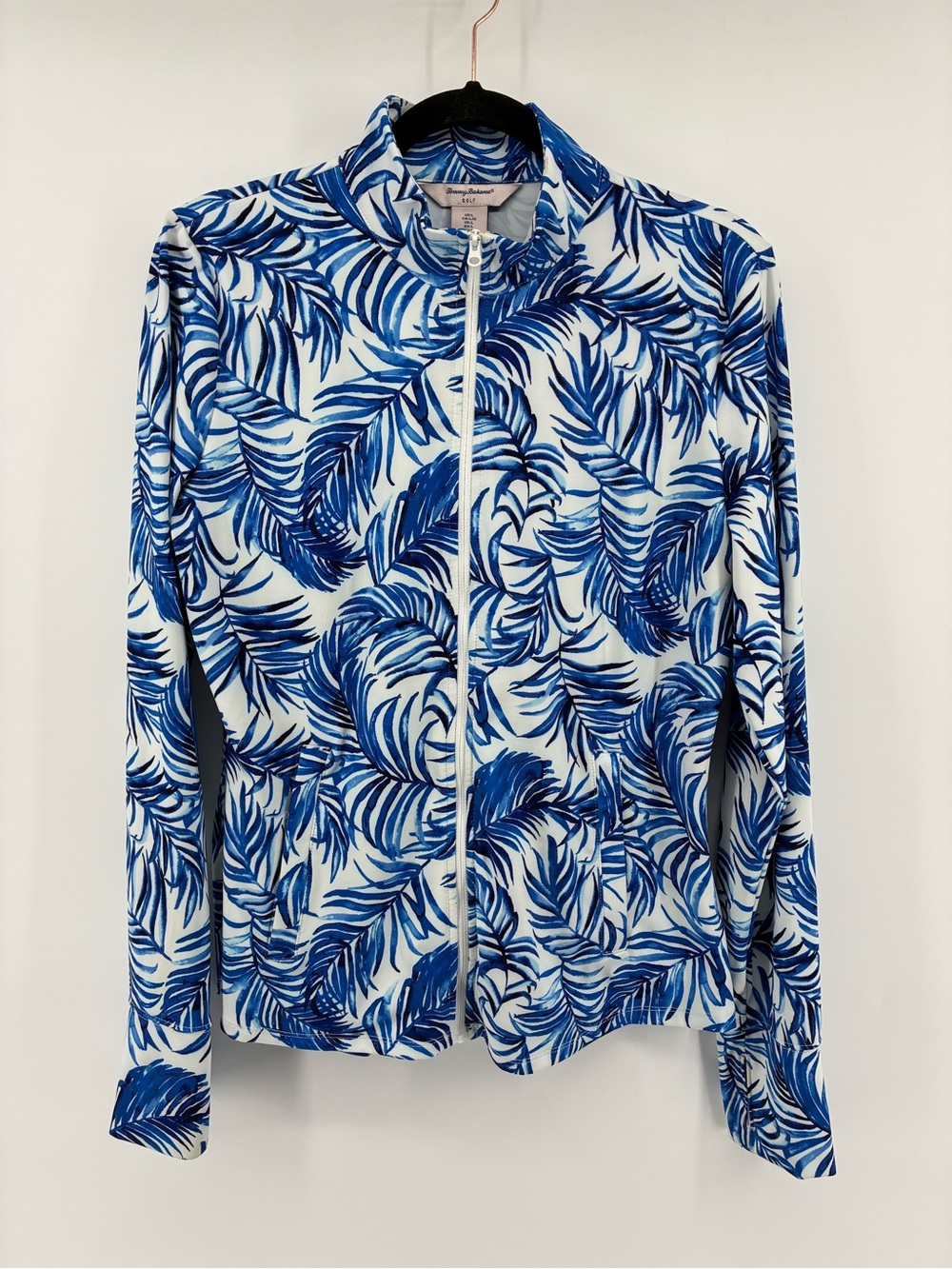 Tommy Bahama Golf Blue Palm-Print Zip Front Jacket - Women